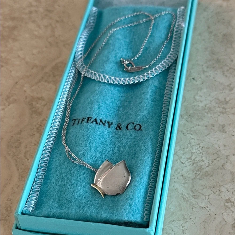 Tiffany & Co. 18K Gold & Sterling Pendant Butterfly Necklace